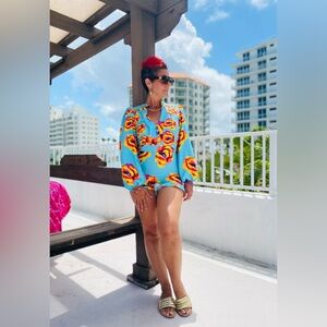 Pimpinella jumper with floral design and puff sleeves sporty casual